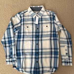 NWT Outerknown blanket shirt white/blue/black plaid